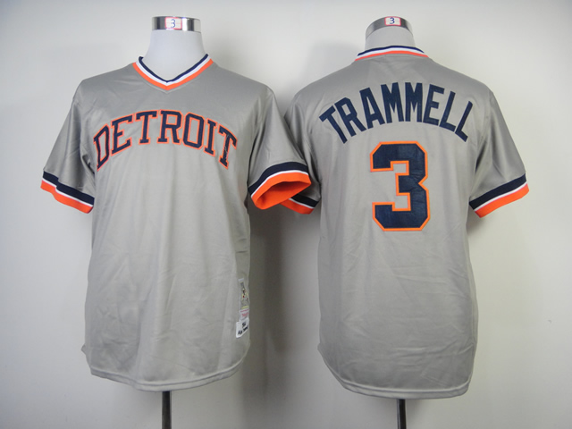 Men Detroit Tigers #3 Kinsler Grey Throwback MLB Jerseys